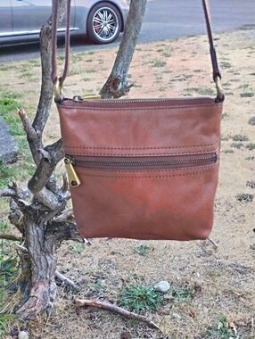 Fossil Rustic Brown Leather Crossbody Bag